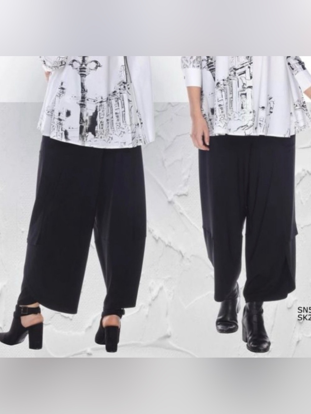sun kim anna pants Wide Leg Gray Cropped Pants Size Large